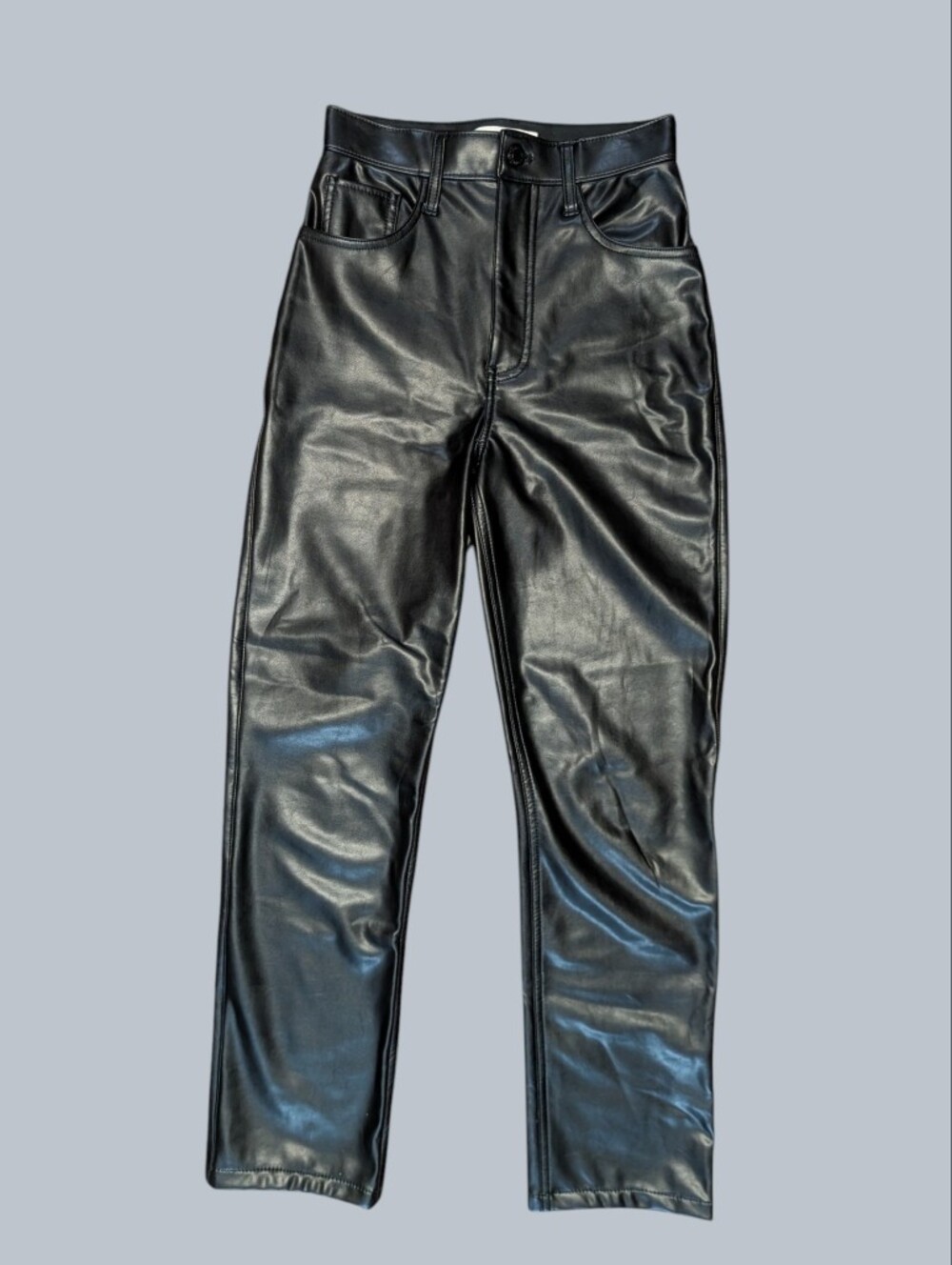 Abercrombie & Fitch The 90s Straight Ultra High Rise Black Faux Leather Pants